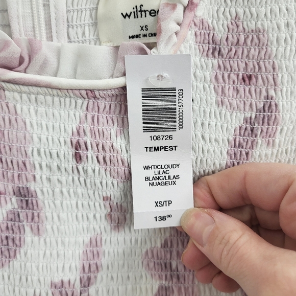 BNWT Aritzia Wilfred Tempest Floral Blouse in White and Cloudy Lilac Size XS - Picture 3 of 5